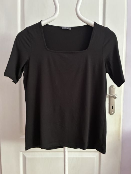 Koszulka czarna dekolt caro XL 42 bawełna