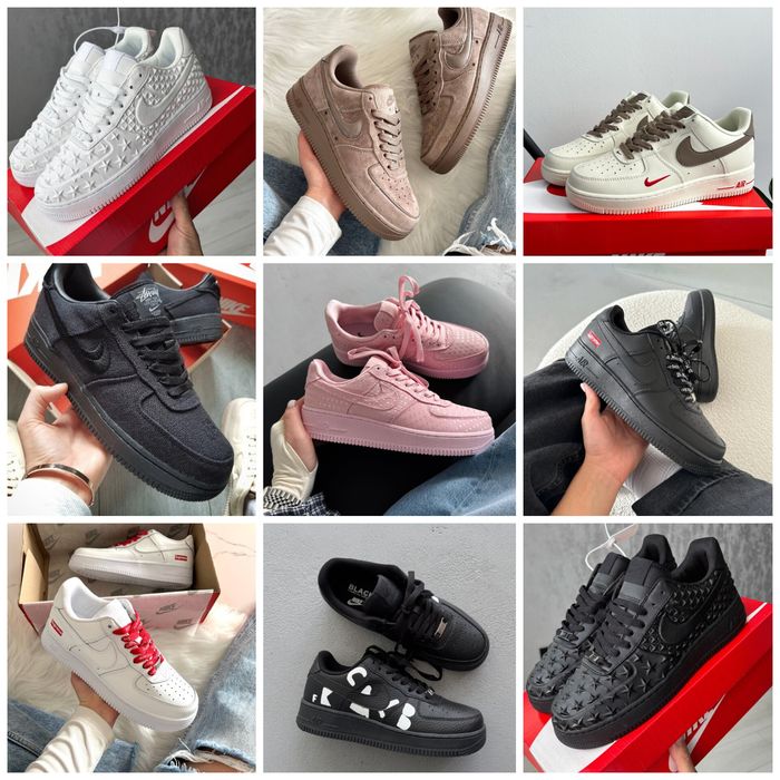 р36-45 Кросівки Nike Air Force 1 Low black white grey blue pink