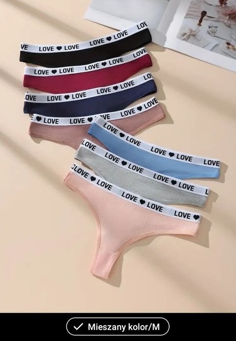 Stringi damskie z nadrukiem Love