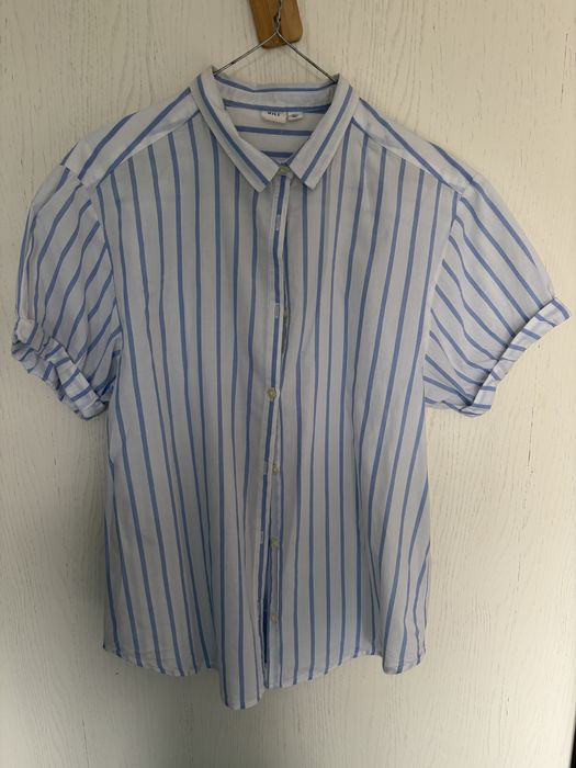 Biala w paski kosxula krotki rekaw gap uniwersalna bawelna