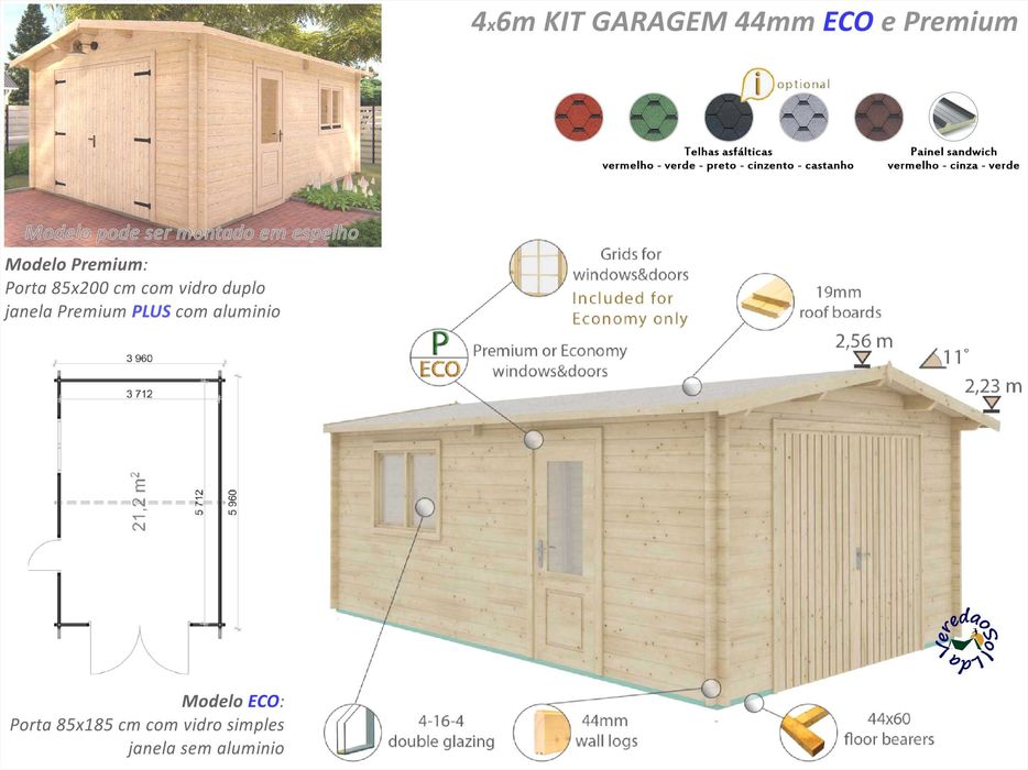 Casa madeira - Garagem Pré fabricada mais de 14 Modelos 28 até 44mm