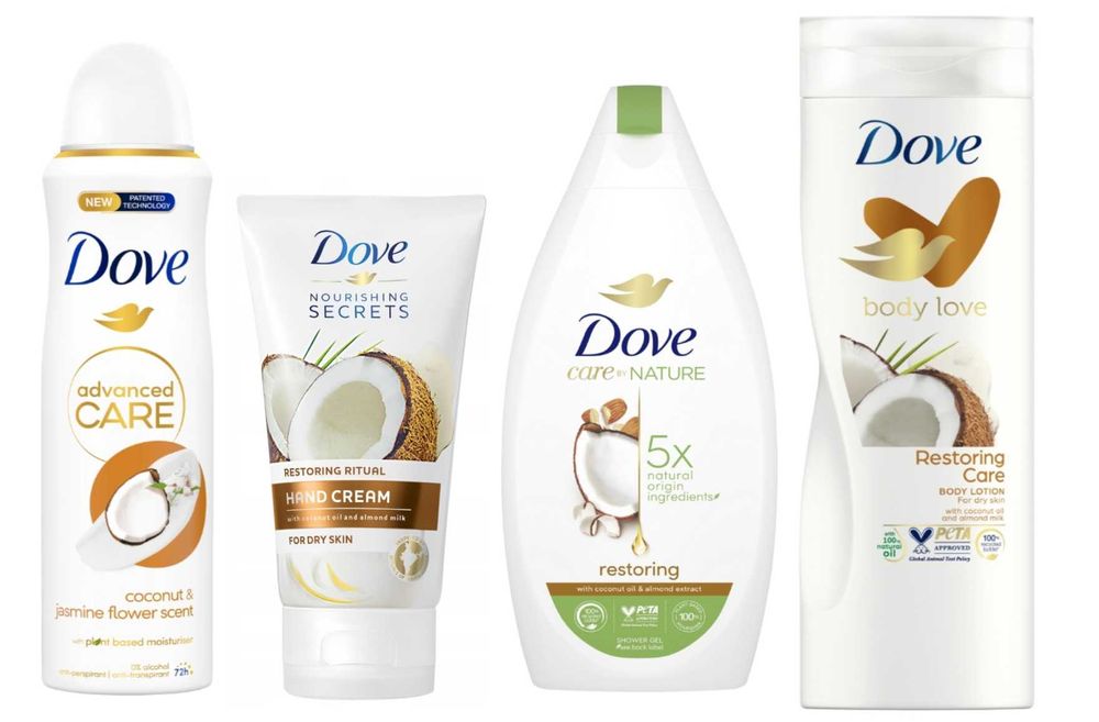 Dove 400ml żel pod prysznic Kokos & Migdał +krem do rąk + balsam 400ml