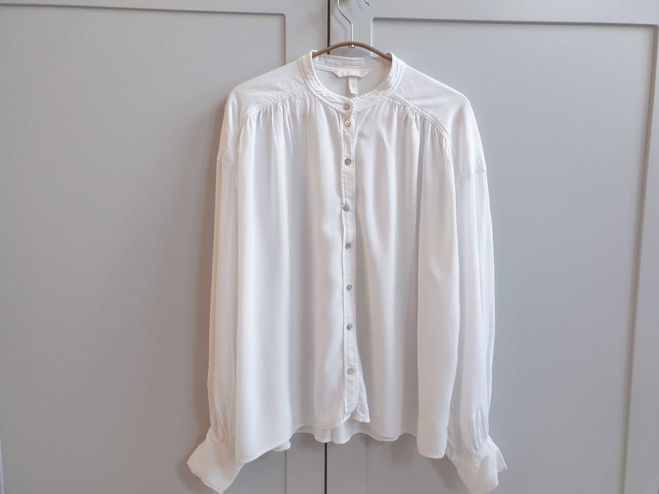 Biała śmietanowa koszula ze stójką H&M 40 oversize