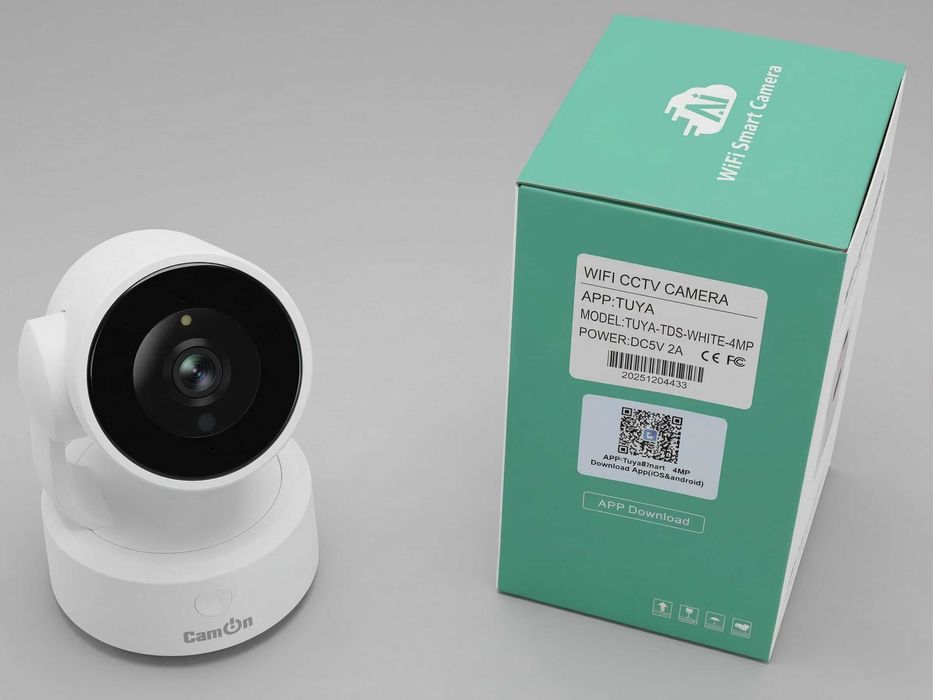 Поворотна Wi-Fi Камера Tuya 4Мп 360. IP видеонаблюдение для дома вайфай, кімнатна айпі видеоняня з динаміком Smart Life. Поворотная, реагує на людину
