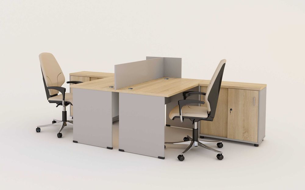 Meble biurowe - 2 biurka plus szafki, przegroda