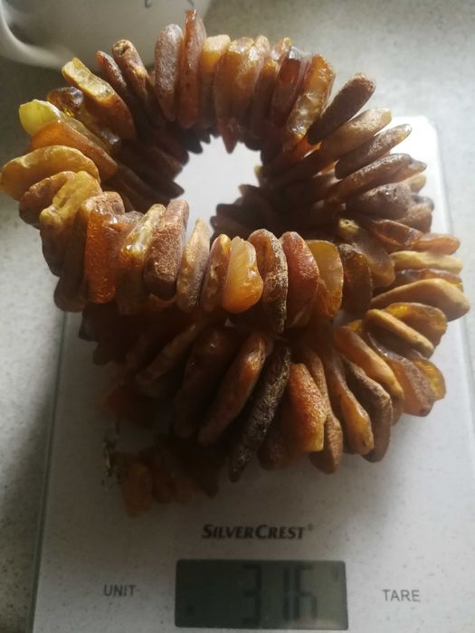 Duże korale  i bransoletka z bursztynu surowego