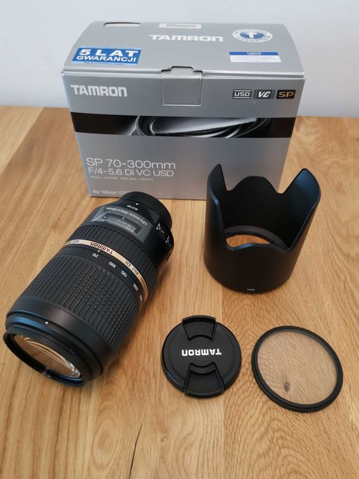 Tamron SP 70-300mm VC USD – stan jak nowy, komplet, Nikon F