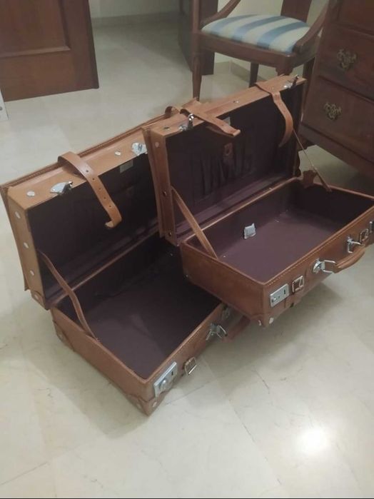 Conjunto de 2 malas em pele vintage