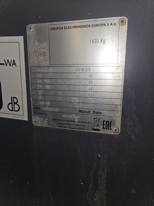 Wynajem agregatu prądotwórczego Atlas Copco QAS 60 – 60 kVA / 48 kW – przyczepa