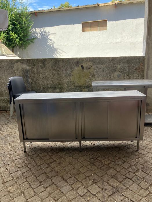 Bancada de aço inoxidável - c/ portas