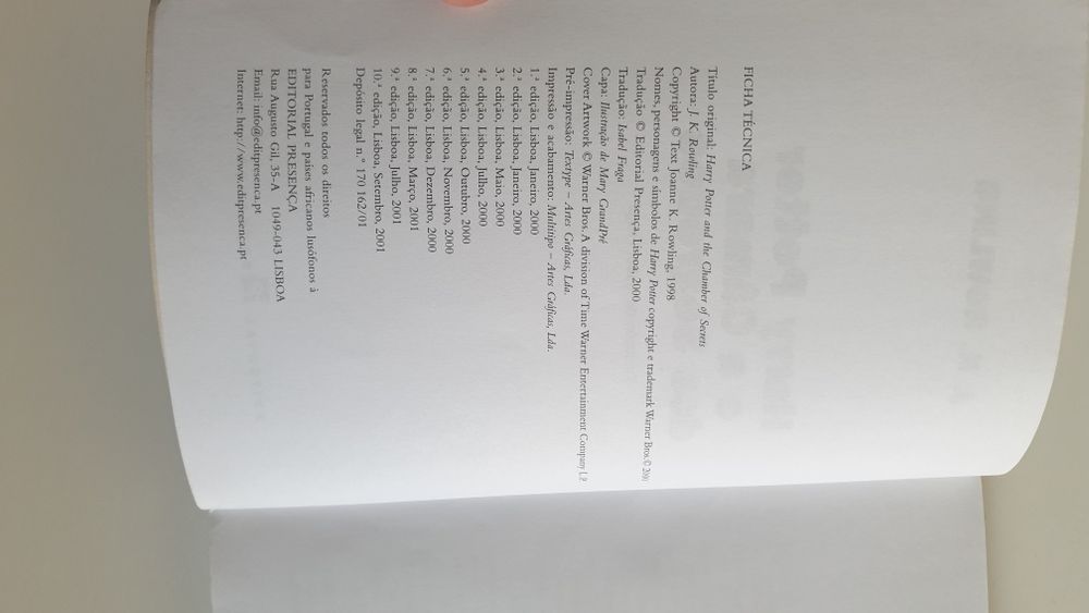 Harry Potter e a camara dos segredos Livro