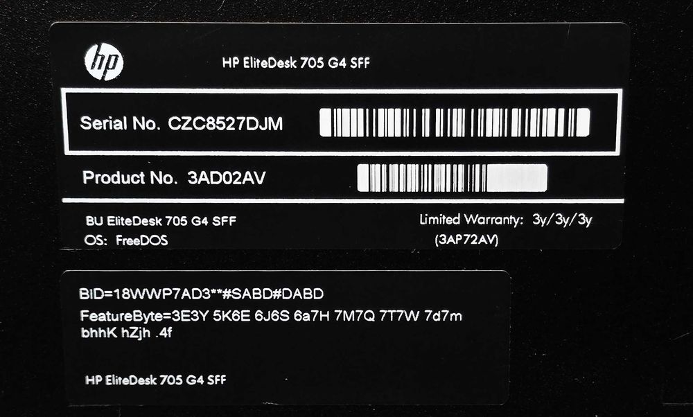 Комп'ютер ПК HP EliteDesk 705 G4 SFF Ryzen 3 2200G 8Gb DDR4 SSD 256Gb