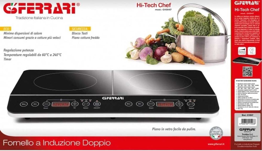 Placa de indução dupla portatil, NOVA, embalada