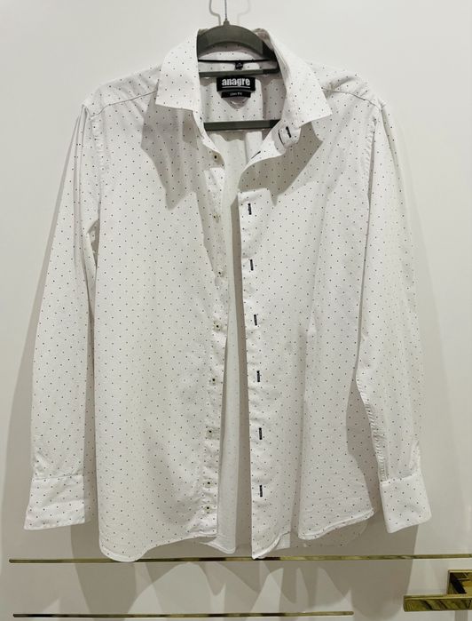 Koszula elegancka biała we wzorek slim fit 188-194 k. 43/44 XL