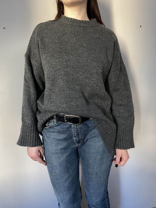 Графітовий теплий вʼязаний жіночий светр oversize