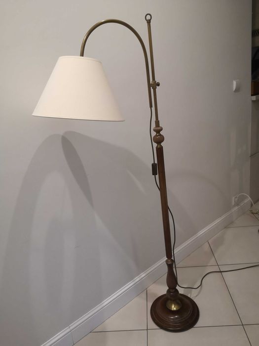 Stara stojąca rustykalna lampa(drewno mosiądz)
