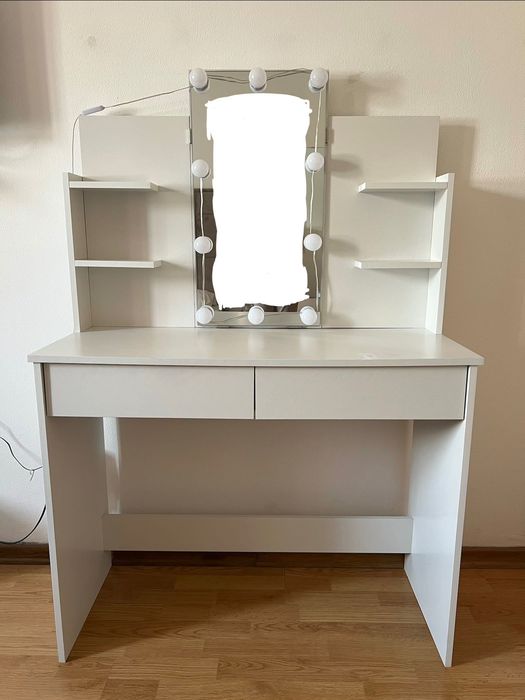 Toucador com luzes LED 96x40x142 cm branco vidaXL