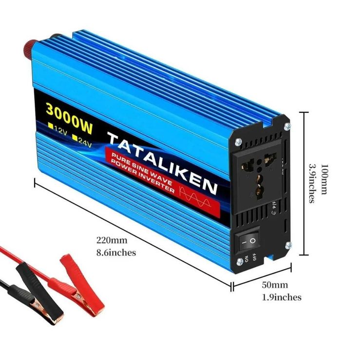 Інвертор перетворювач 12-24V на 220V з чистою синусоїдо Tataliken