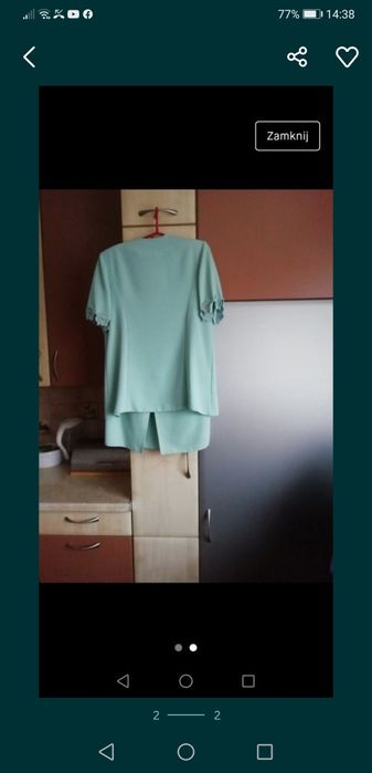 Elegancki Włoski Komplet Spódnica Żakiet Wesele Chrzest Komunia 42/44