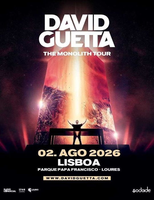 bilhetes DAVID GUETTA - The Monnolith Tour