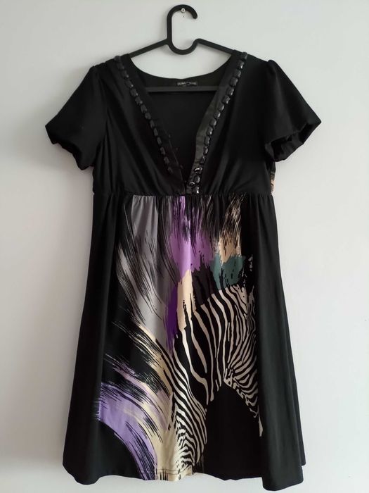 Fantazyjna długa tunika z zebrą