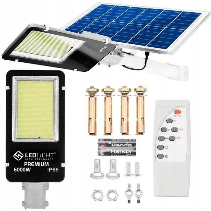 LAMPA SOLARNA 6000W Mocna Uliczna Latarnia NA SŁUP Ogrodowa LED