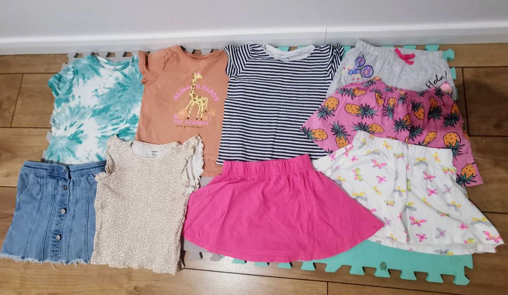 Paka 110-116 dziewczynka. 43szt. lato/zima szlafrok kurtka