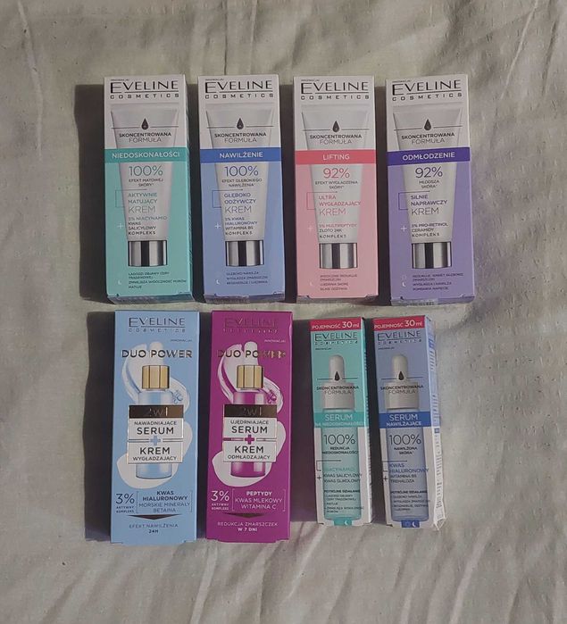 Nowy zestaw 8x kosmetyków pielęgnacyjnych do twarzy Eveline Cosmetics