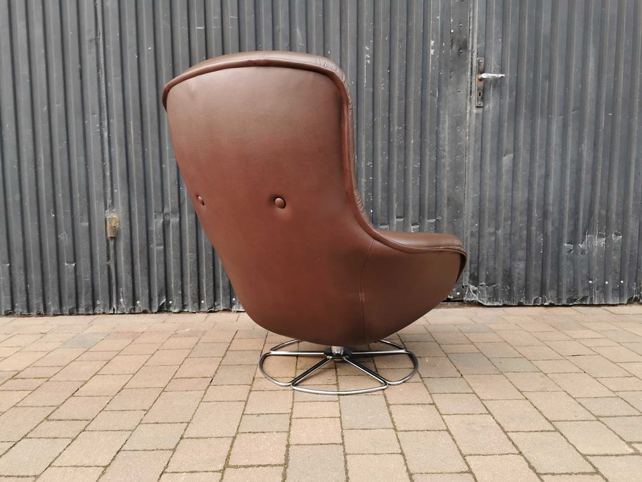 Fotel obrotowy "PEEM", SKÓRA NATURALNA, Finlandia '70 Design, RETRO