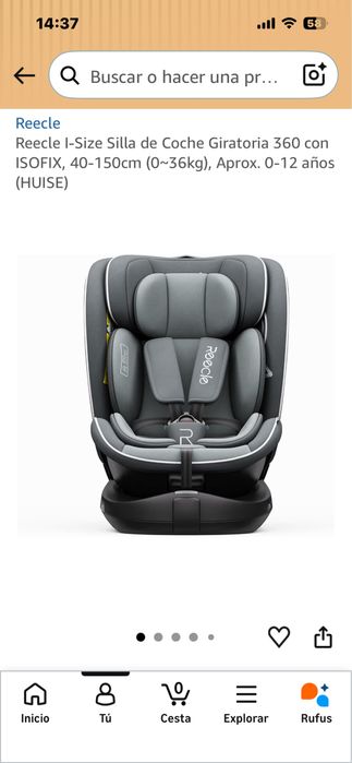 Cadeira auto giratória 360° com ISOFIX 40-150cm (0-36kg), Aprox. 0-12 anos