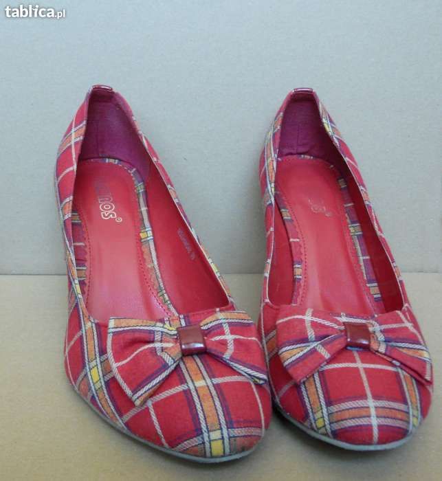 Czerwone buty szpilki w kratkę, r. 39