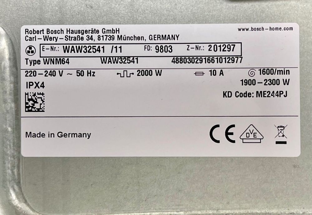 Пральна машина Bosch WAW32541