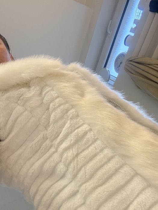 Kamizelka biale futerko premium M nowe prezent swieta