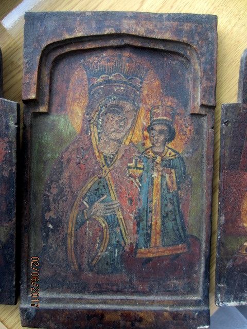 Ико́на-триптих ‘‘Матерь божья’’ Греция 28 x 36 cm 18 век