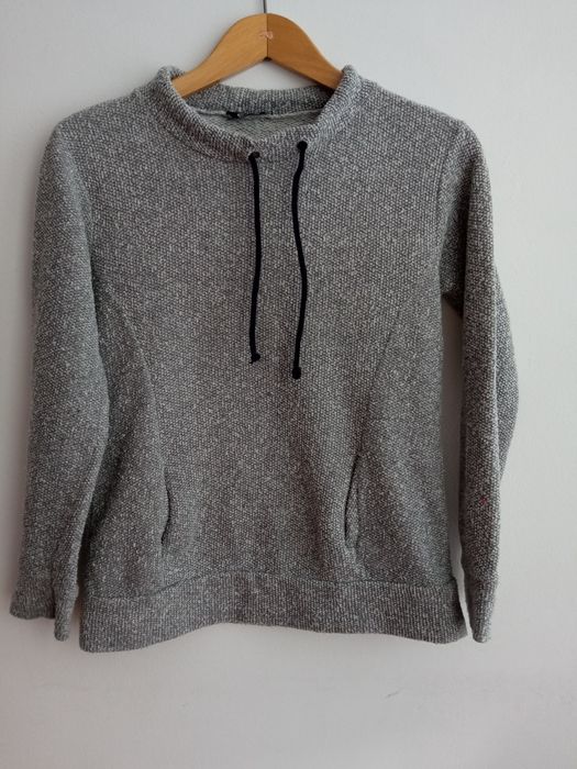 Szara bluza ze ściągaczem, 2 kieszenie, rozmiar S