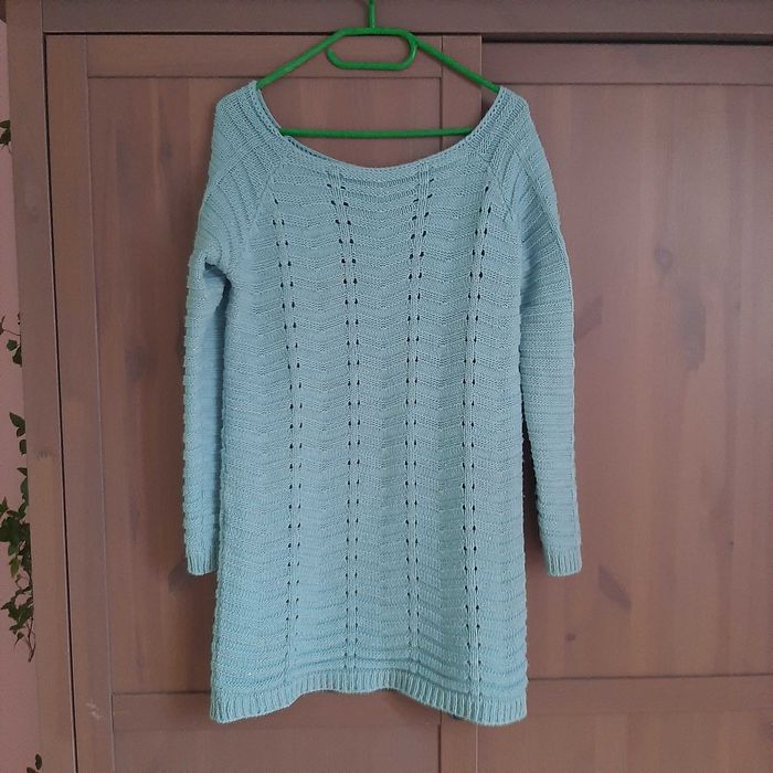 Miętowy jasno zielony turkusowy swetr sweter sweterek tunika S/M