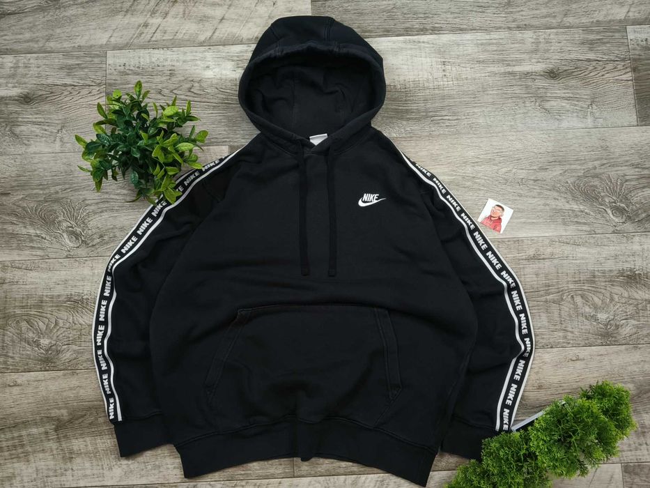 [M] NIKE на лампасах широке худі оригінальне бавовна чорне