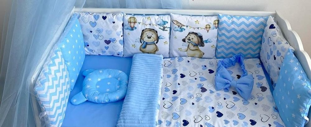 Бортики для кроватки,коса,плед,подушка