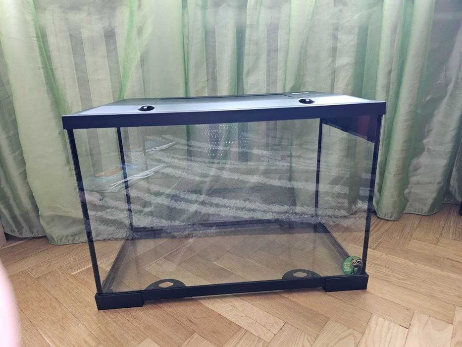Скляний тераріум 60х40х32 см + Скеля-грот + 2 Поїлки