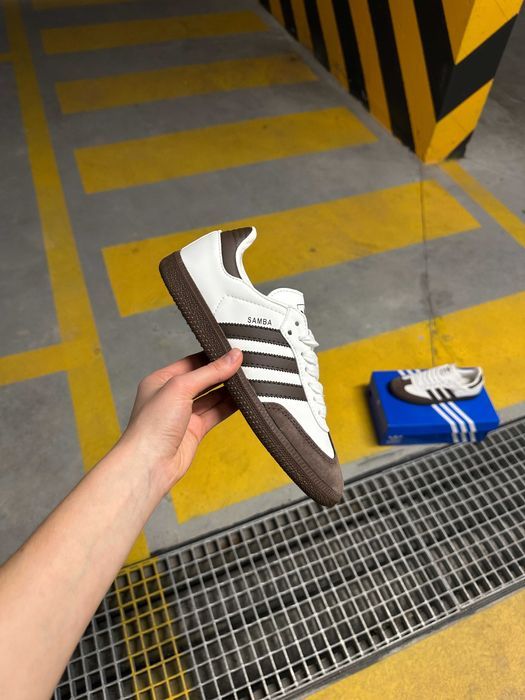 Кросівки Adidas Samba White/Brown premium