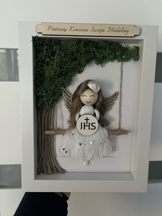 Aniołek w ramce Pierwsza Komunia
