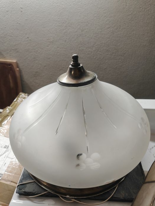 Candeeiro vintage dourado vidro trabalhado