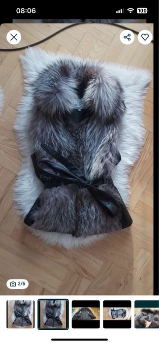 Futro kamizelka lis srebrny