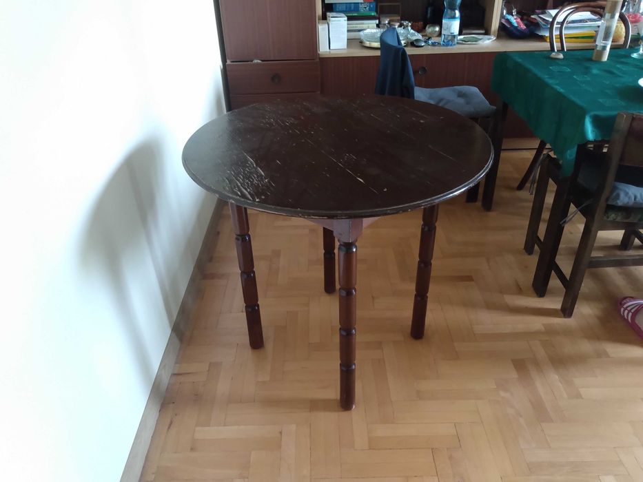 stoł okrągły stary 79cm wysokość plus blat x 79 średnica blatu
