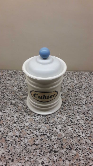 Pojemnik plastikowy biały na cukier PRL