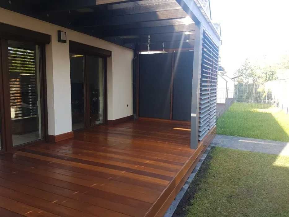 Taras drewniany kompozytowy deska egzotyczna bambus pergola zadaszenie