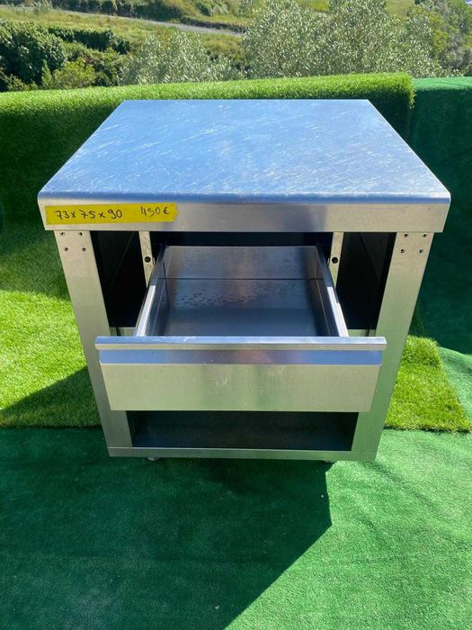 Bancada inox neutra com gaveta e prateleira