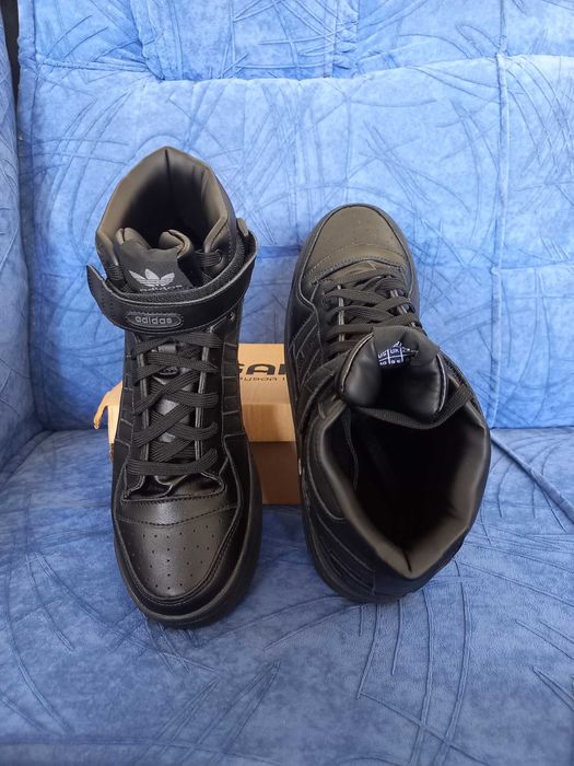 Кросівки чоловічі шкіряні чорні високі ADIDAS FORUM