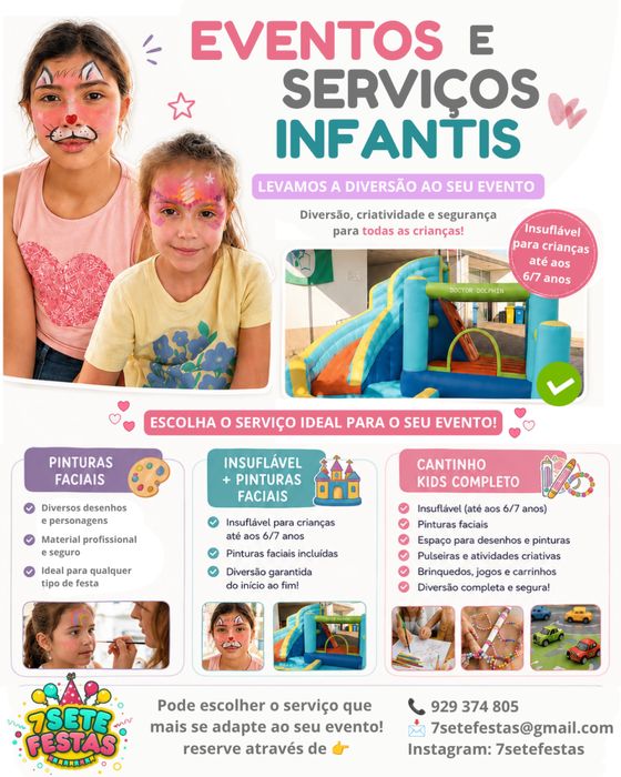 Insuflável (6/7 anos) + Pinturas Faciais
