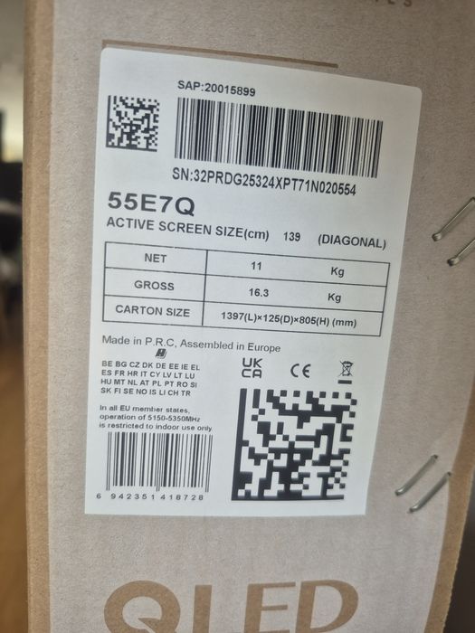 Oportunidade Vendo TV NOVA Hisense QLED 55e7q